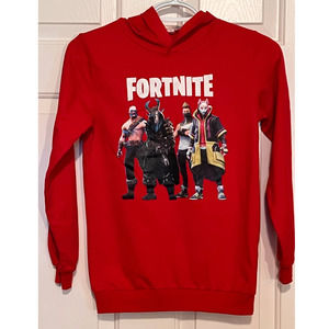 Boomer 160 Boy's Red Fortnite Long Sleeve Shirt Hoodie 21" Long x 14‎ 1/2" PTP